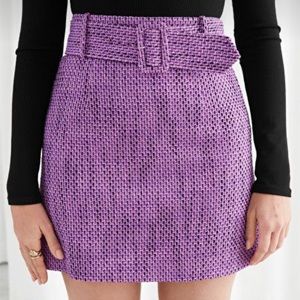 & Other Stories Belted Tweed Miniskirt